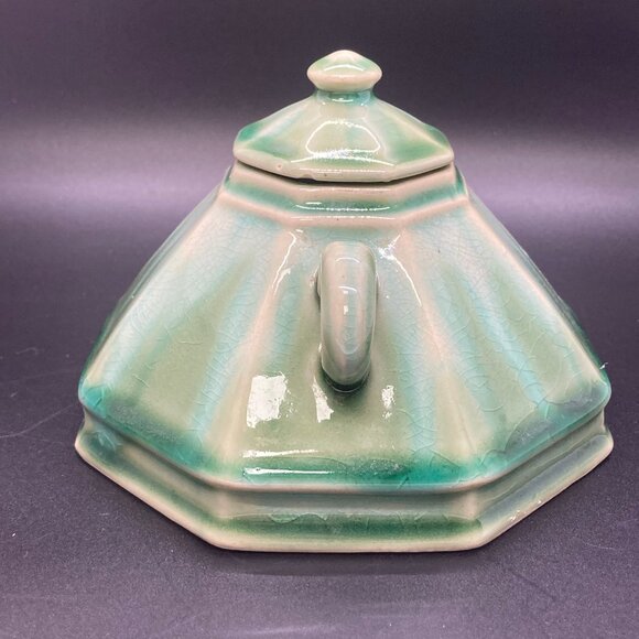 Celadon Lidded Octagon Shaped Sugar Bowl with Handles by Anthropologie - Picture 5 of 9